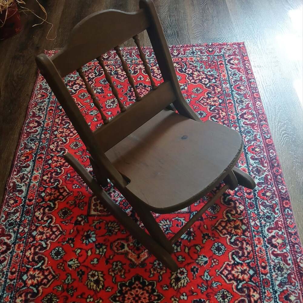 Antique Wooden Spindle Child's Rocking Foldable Chair